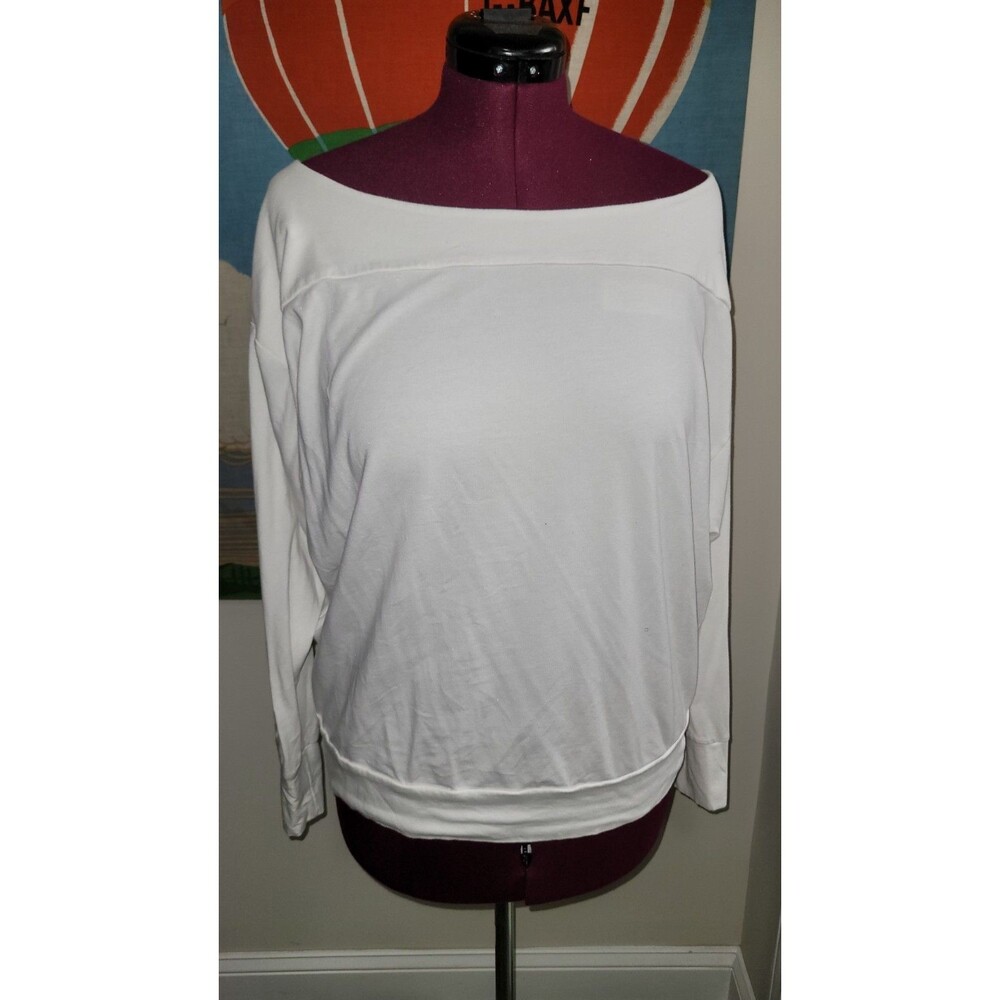 Banana Republic White T-Shirt Boat Neck Long Sleeve Blouse Women’s Size XL